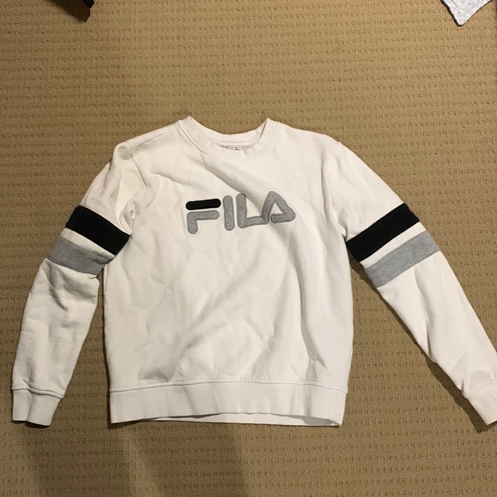 Fila white pull over sweater, size s